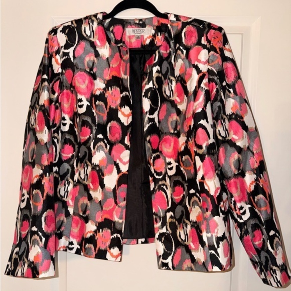KASPER Women's Multicolor Patterned Suit Jacket size 14